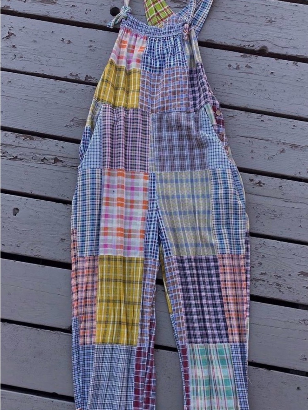 Urban Outfitters Multicolor Patchwork Plaid Overalls